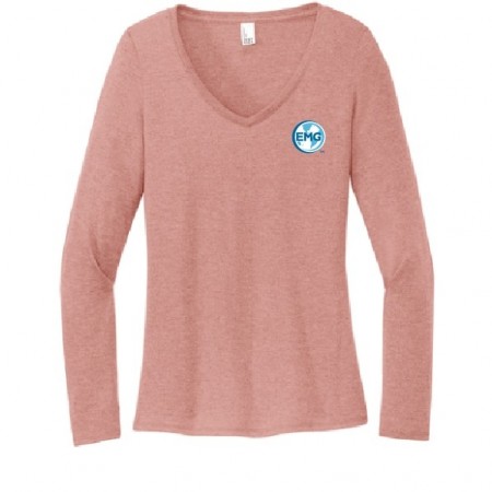 DT135 WOMENS District® Perfect Tri® Long Sleeve V-Neck Tee