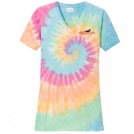 LPC147V  Port & Company® Ladies Tie-Dye V-Neck Tee