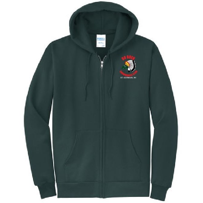 PC78ZH Port Company Core Fleece Full Zip Hooded Sweatshirt LEFT CHEST SCREEN PRINT