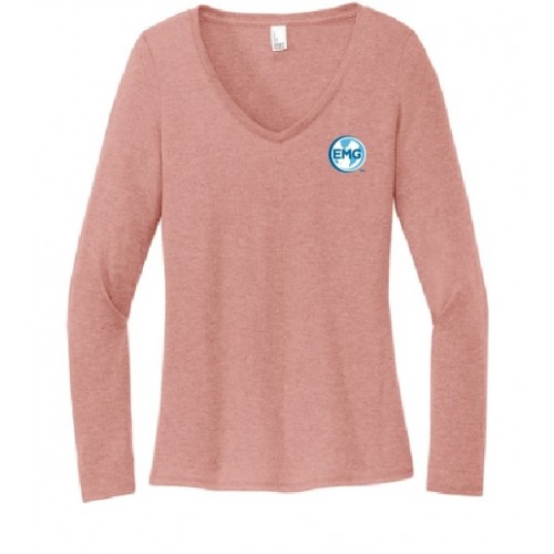 DT135 WOMENS District® Perfect Tri® Long Sleeve V-Neck Tee